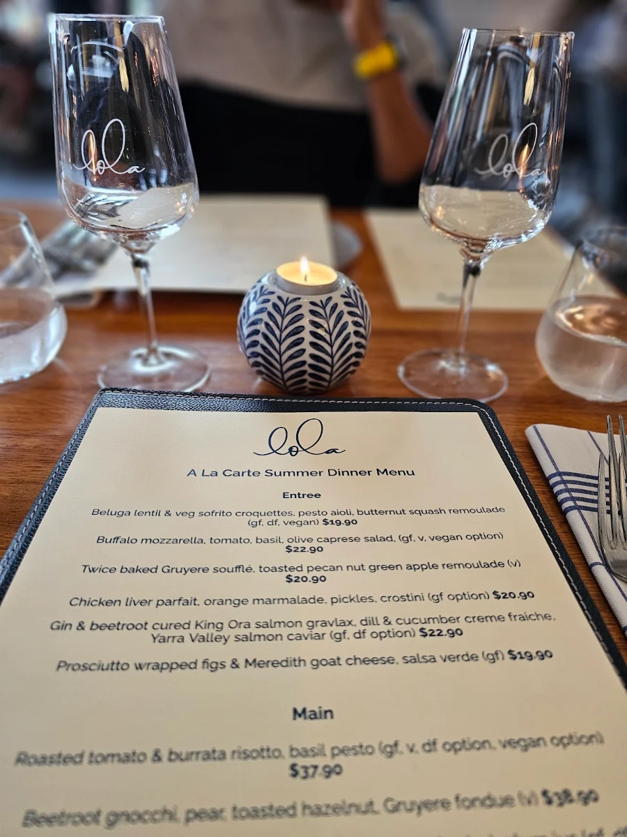 Menu, Restaurant Lola