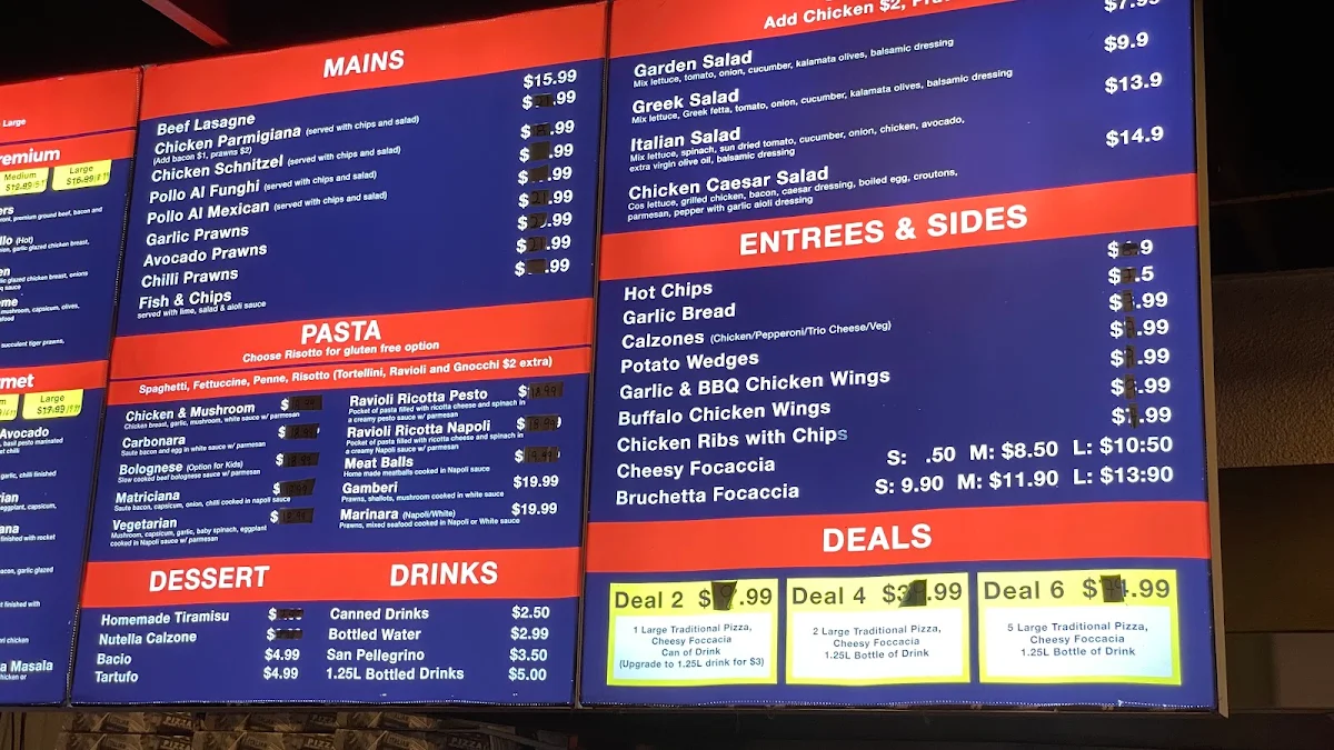 Menu, Domenicos Pizza & Pastaria, Beer Garden Footscray