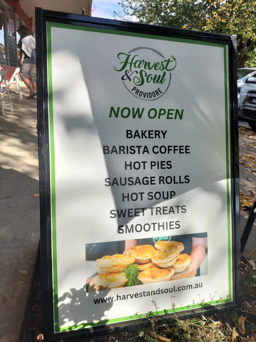 Menu, Harvest & Soul Providore & Catering