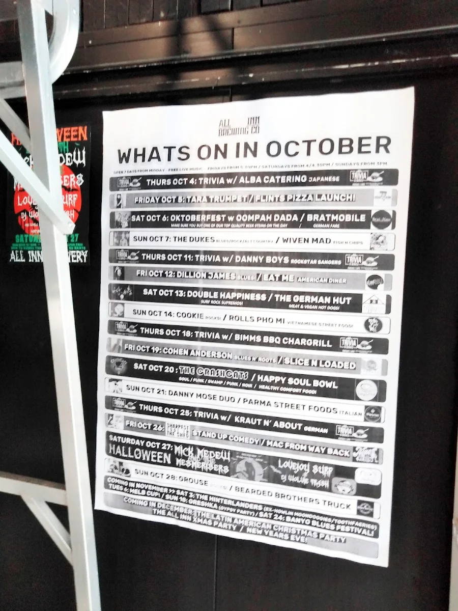Menu, All Inn Brewing Co