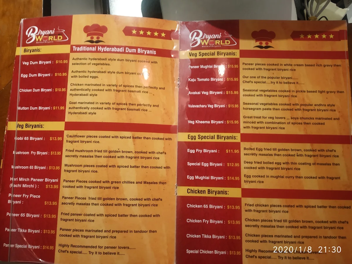 Menu, Biryani Nation Tarneit