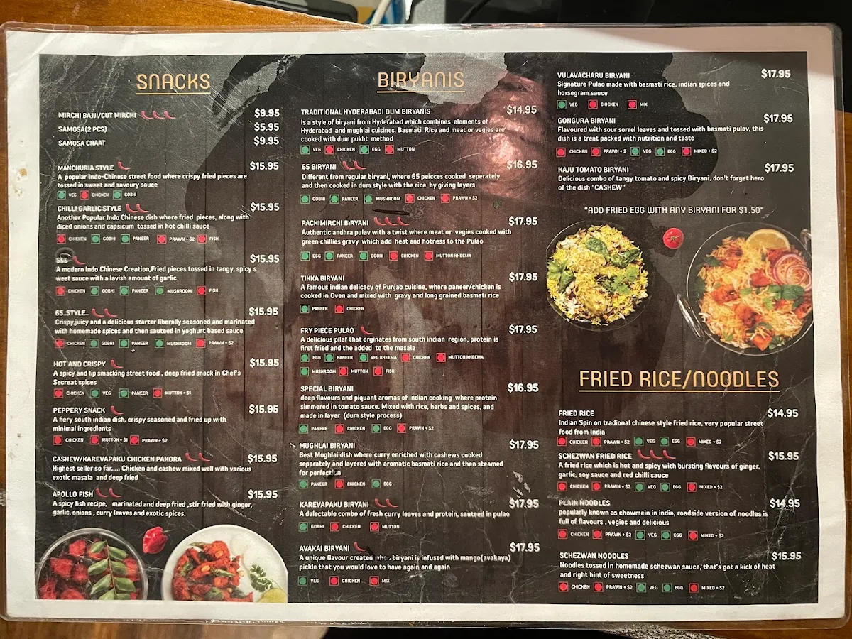 Menu, Biryani Nation Tarneit