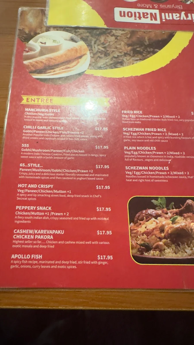 Menu, Biryani Nation Tarneit