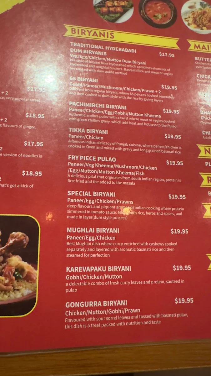 Menu, Biryani Nation Tarneit