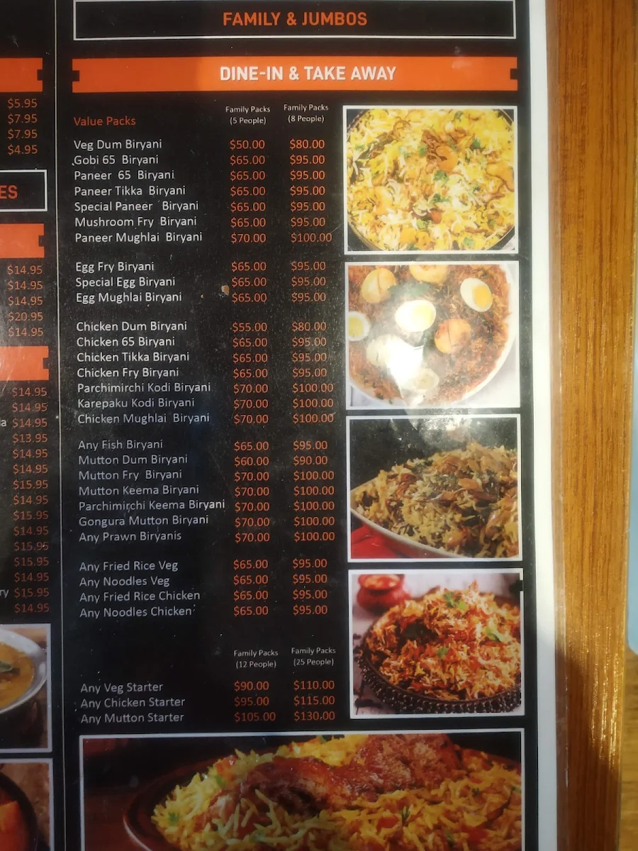 Menu, Biryani Nation Tarneit