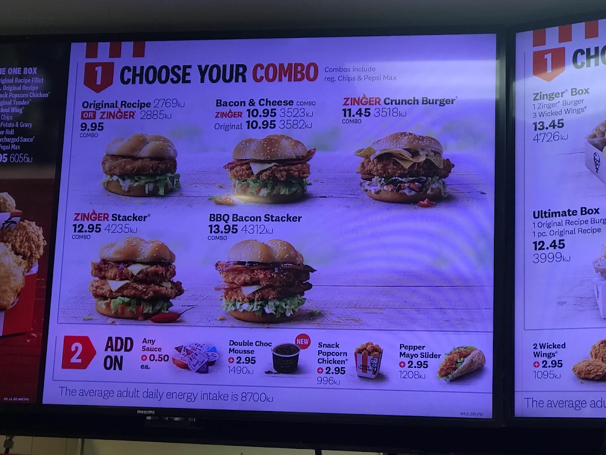 Menu, KFC Yass