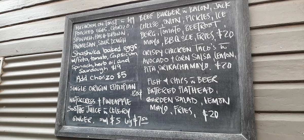 Menu, Kincumber post cafe