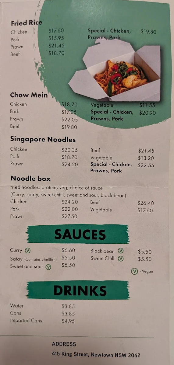 Menu, Paddy Chans