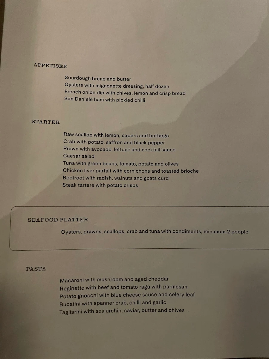 Menu, Rothwell’s Bar & Grill