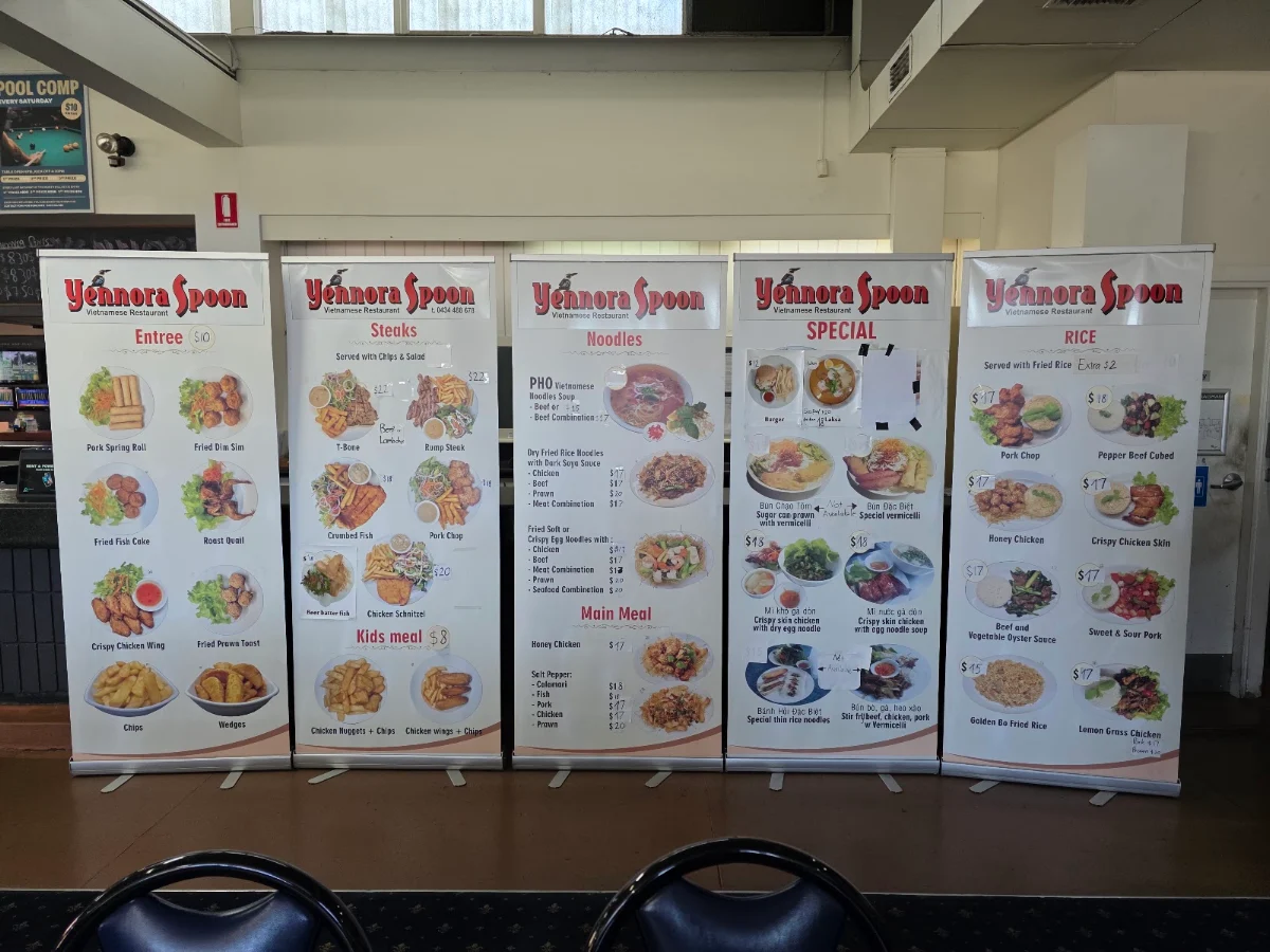 Menu, Yennora Oasis Hotel