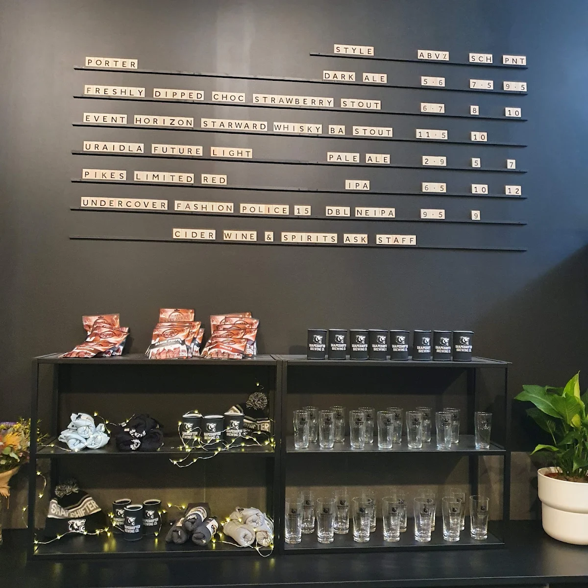 Menu, Shapeshifter Brewing Co