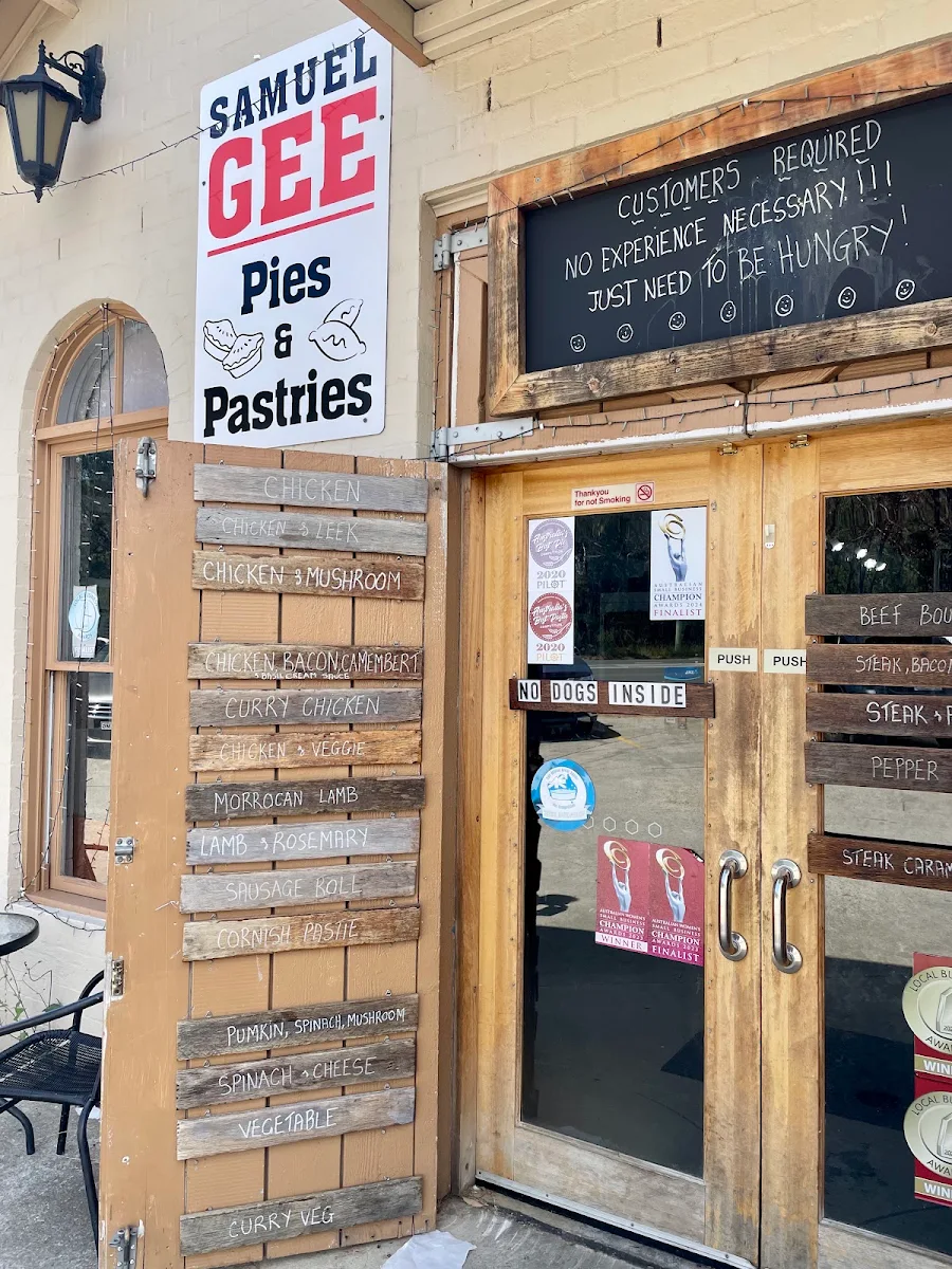 Menu, Samuel Gee Pies and Pastries