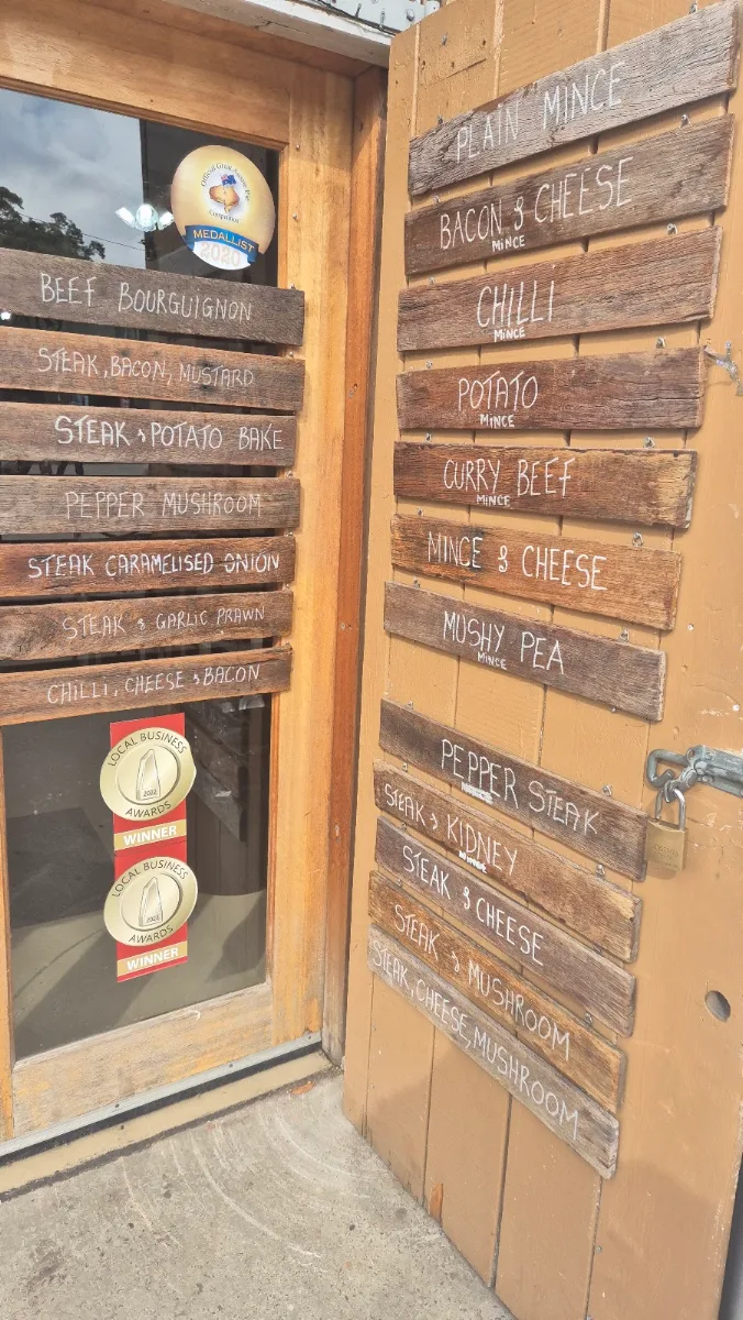 Menu, Samuel Gee Pies and Pastries