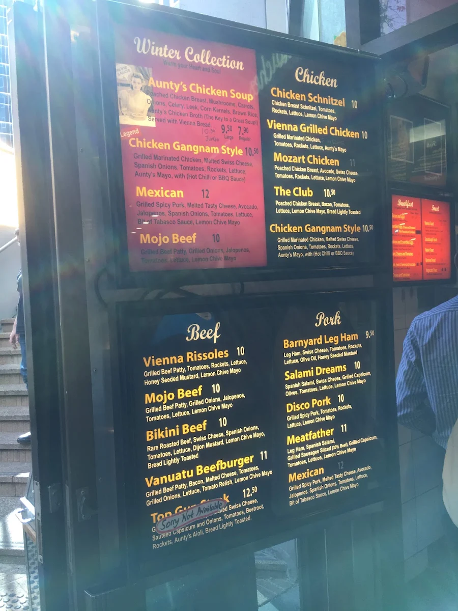 Menu, Vienna Sandwiches