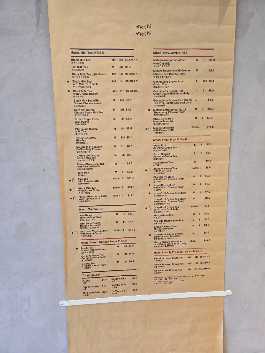 Menu, MachiMachi