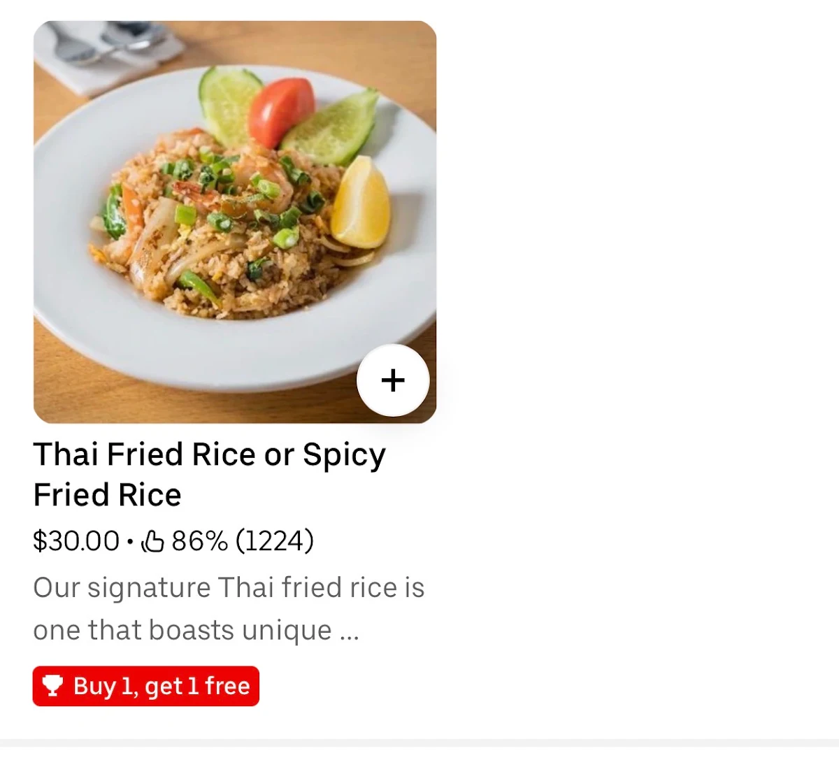 Menu, Arai Thai