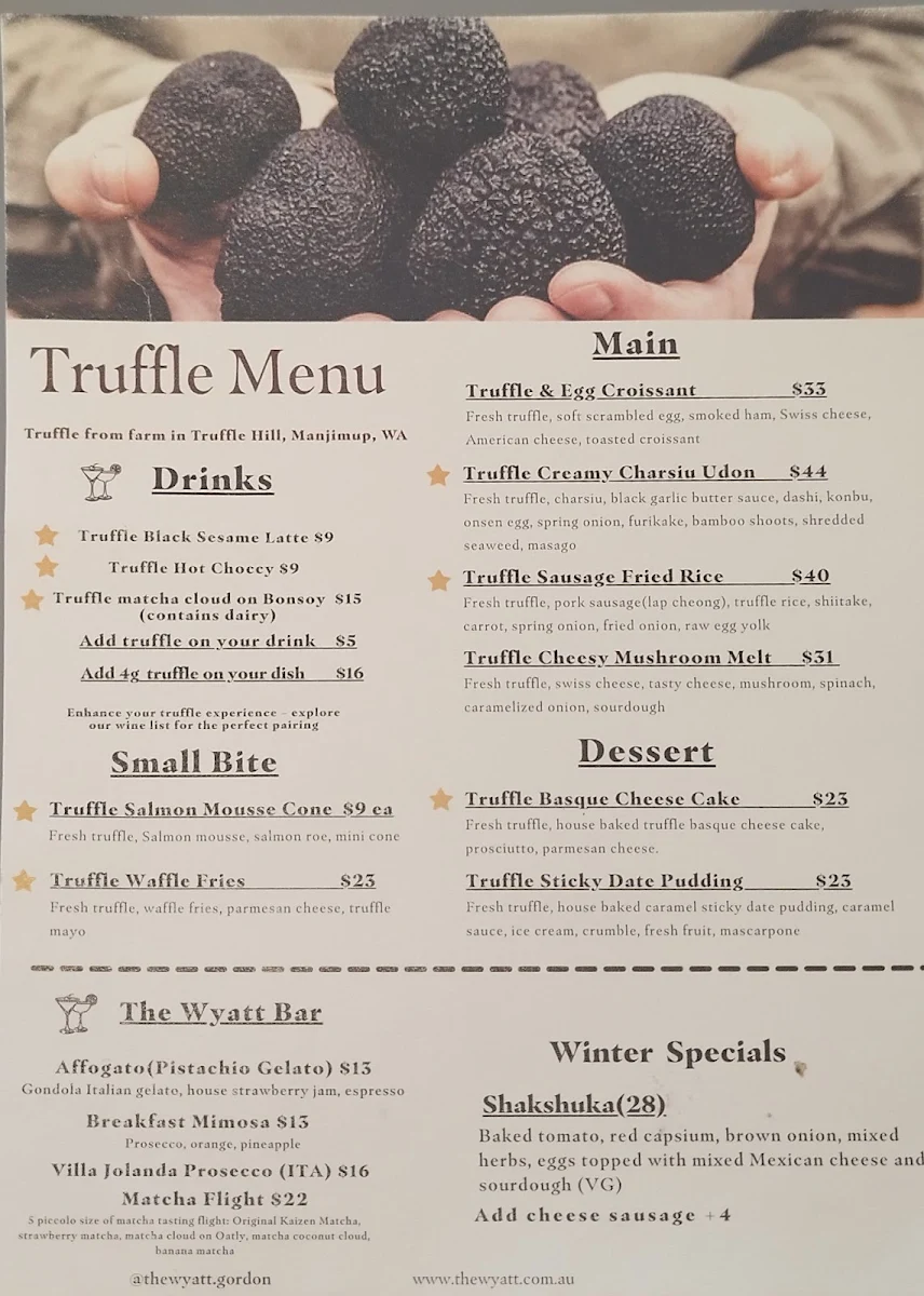 Menu, The Wyatt