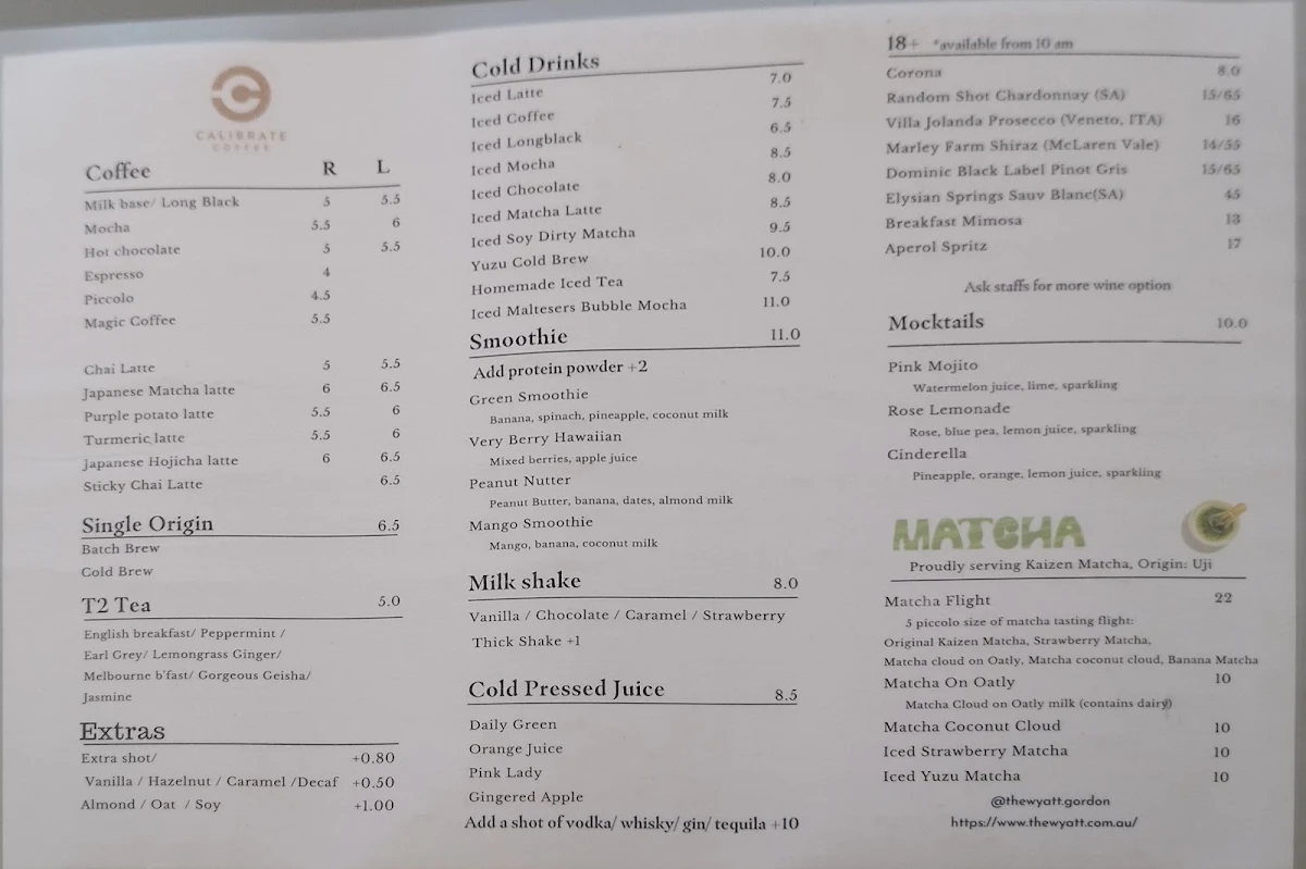 Menu, The Wyatt