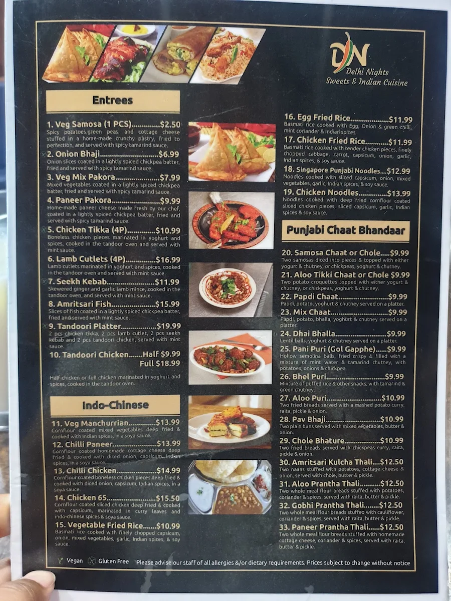 Menu, DELHI NIGHTS - Hoppers Crossing
