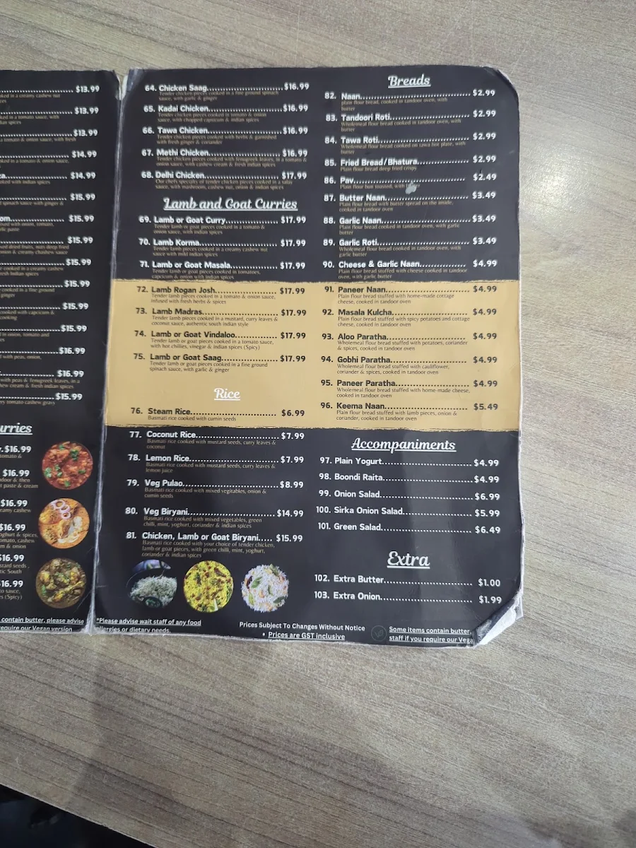 Menu, DELHI NIGHTS - Hoppers Crossing