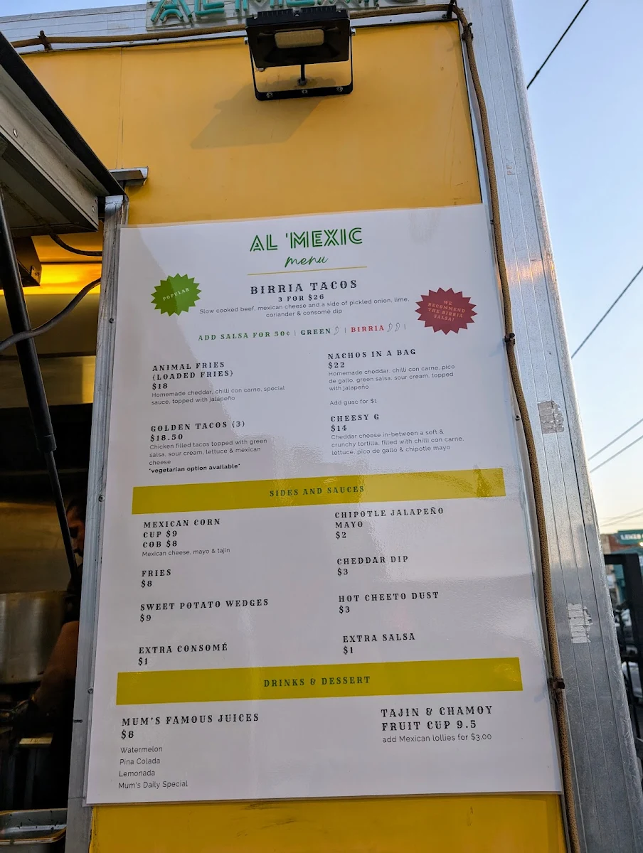 Menu, Al Mexic