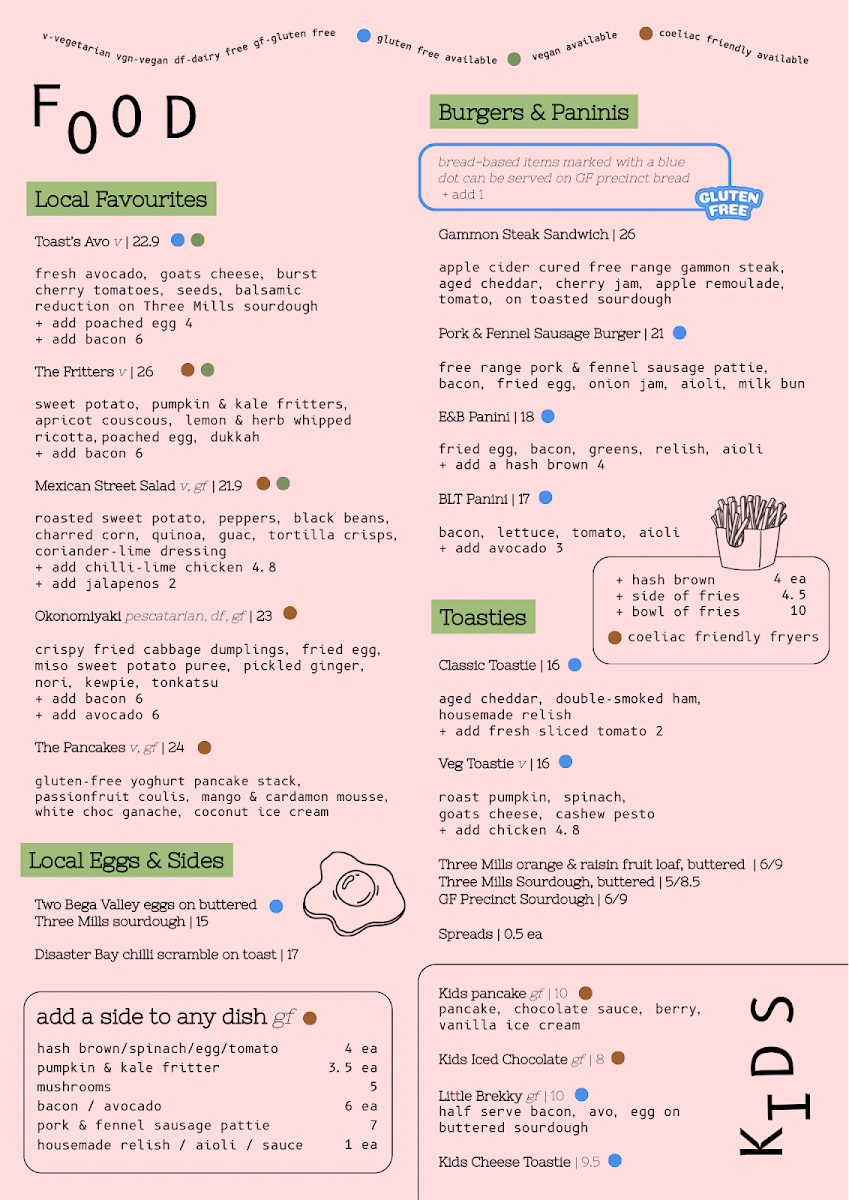 Menu, Cafe Pambula by Toast