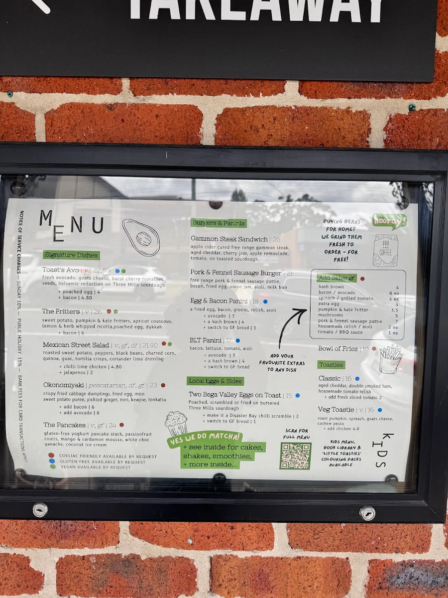 Menu, Cafe Pambula by Toast