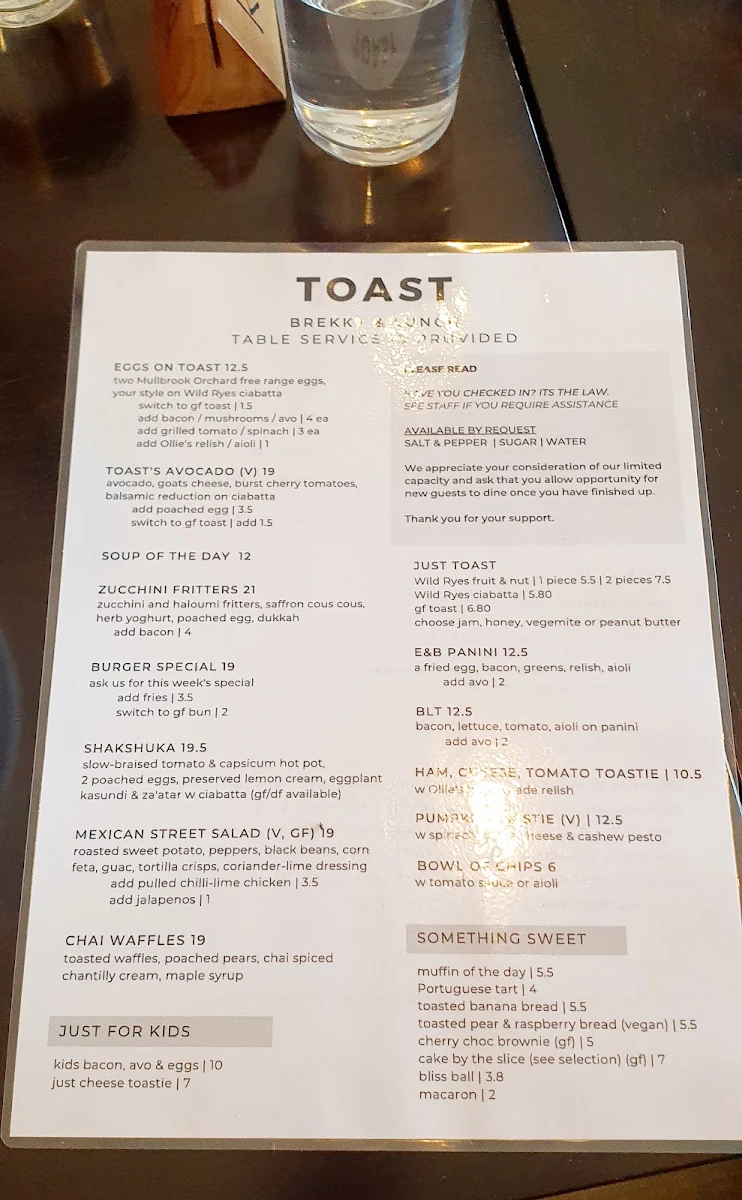Menu, Cafe Pambula by Toast