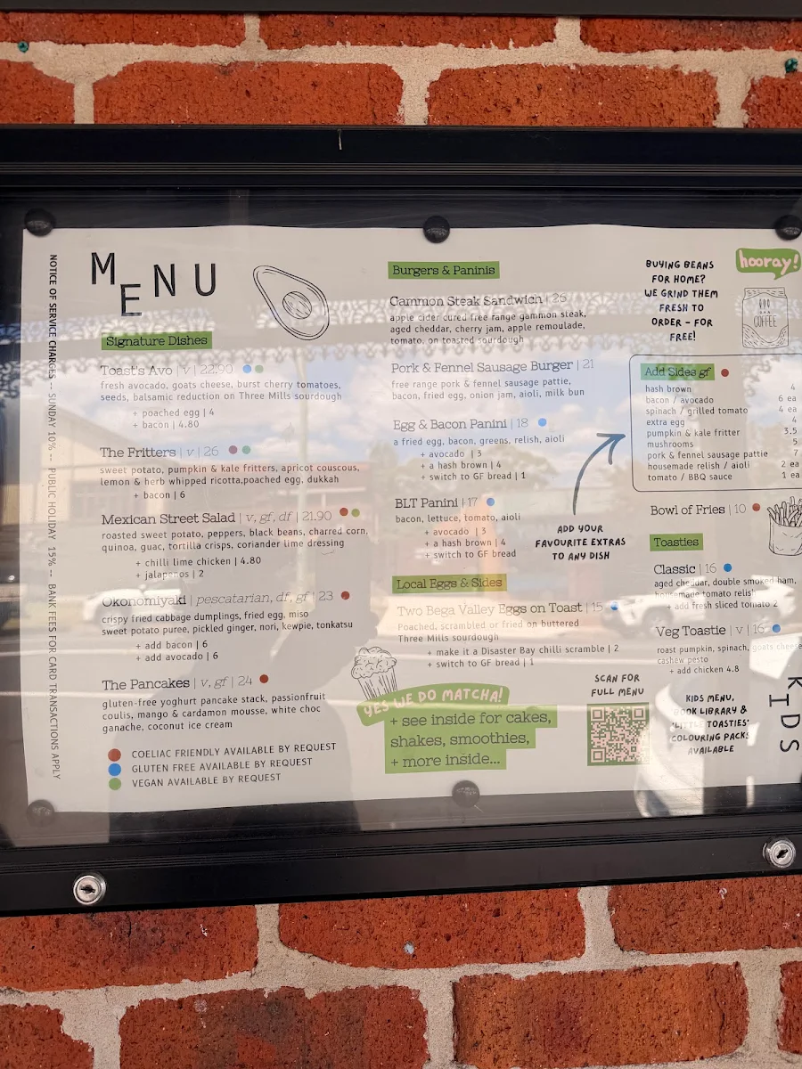 Menu, Cafe Pambula by Toast