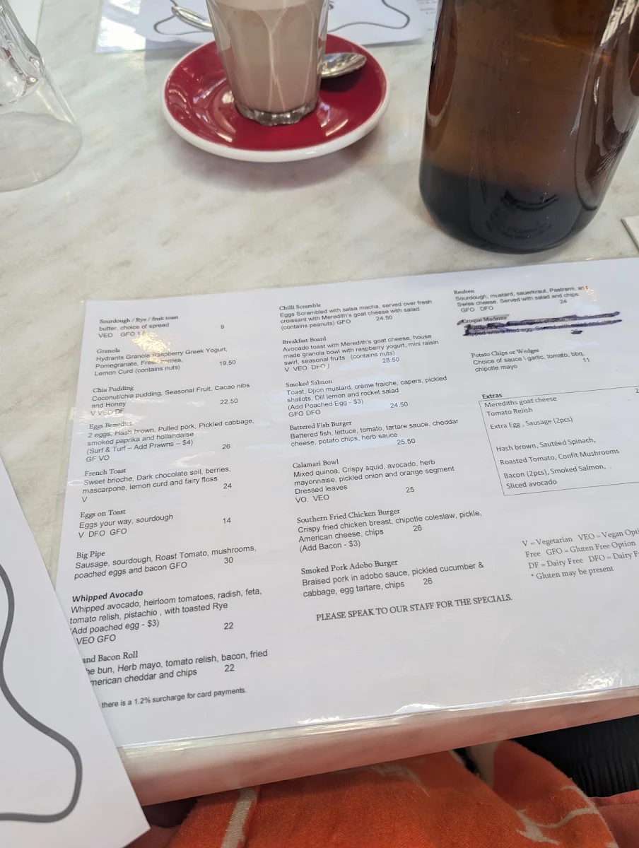 Menu, Hydrant Food Hall