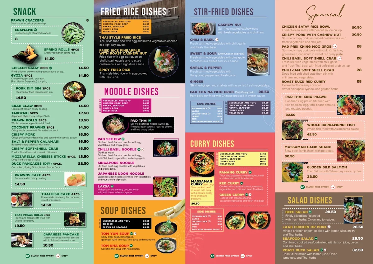 Menu, 24Thai Street Restaurant