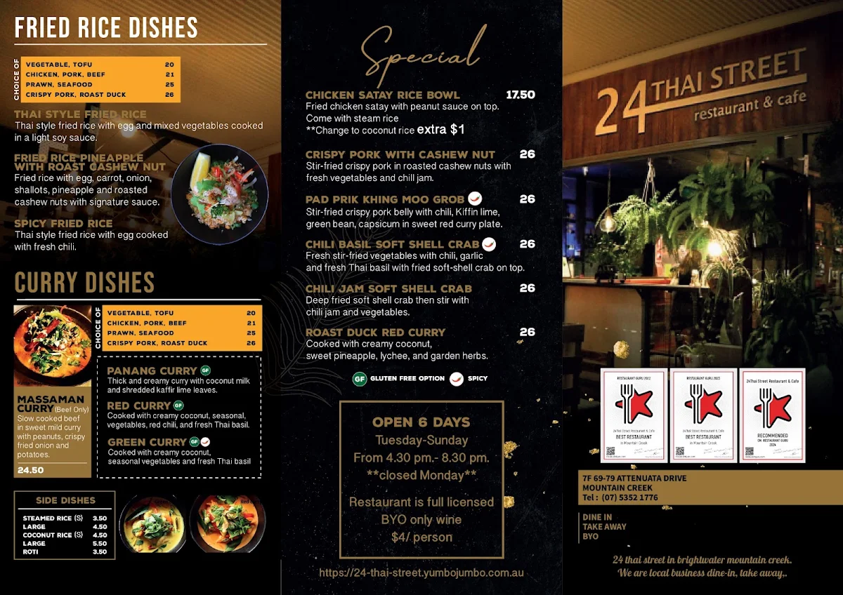 Menu, 24Thai Street Restaurant
