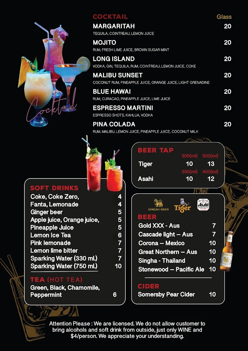 Menu, 24Thai Street Restaurant