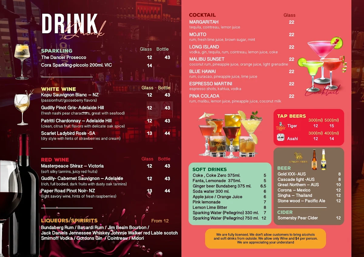 Menu, 24Thai Street Restaurant