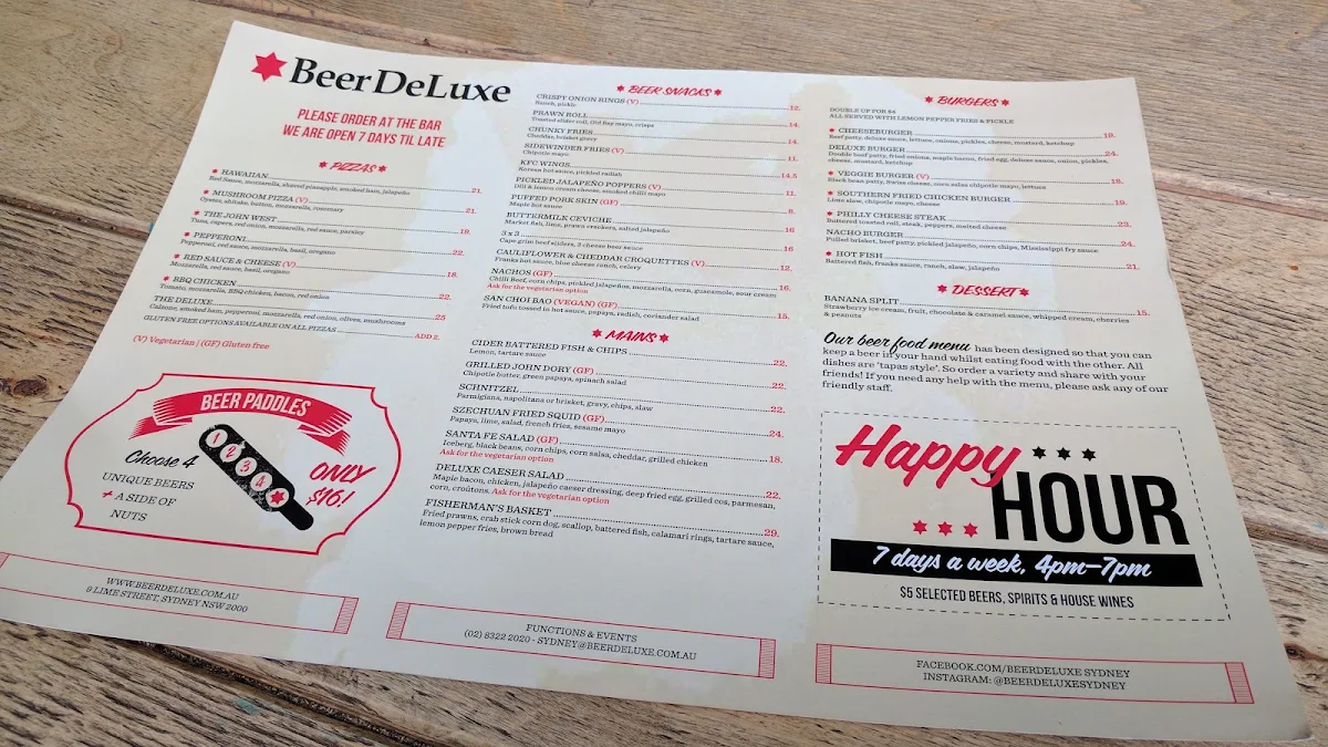 Menu, Henley's Bar & Kitchen