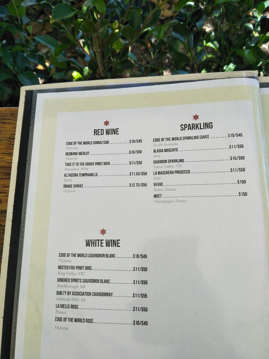 Menu, Henley's Bar & Kitchen