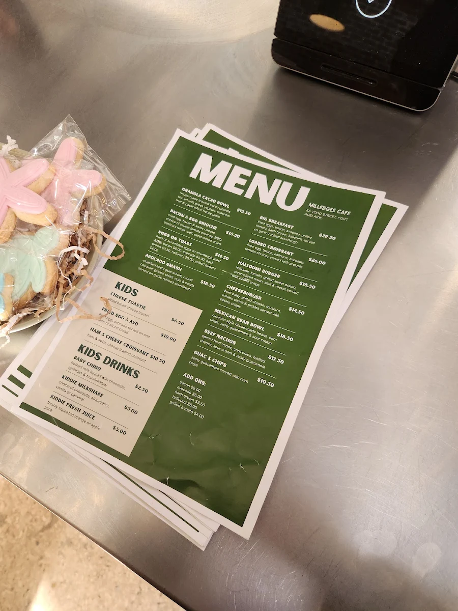 Menu, Milledge's Café