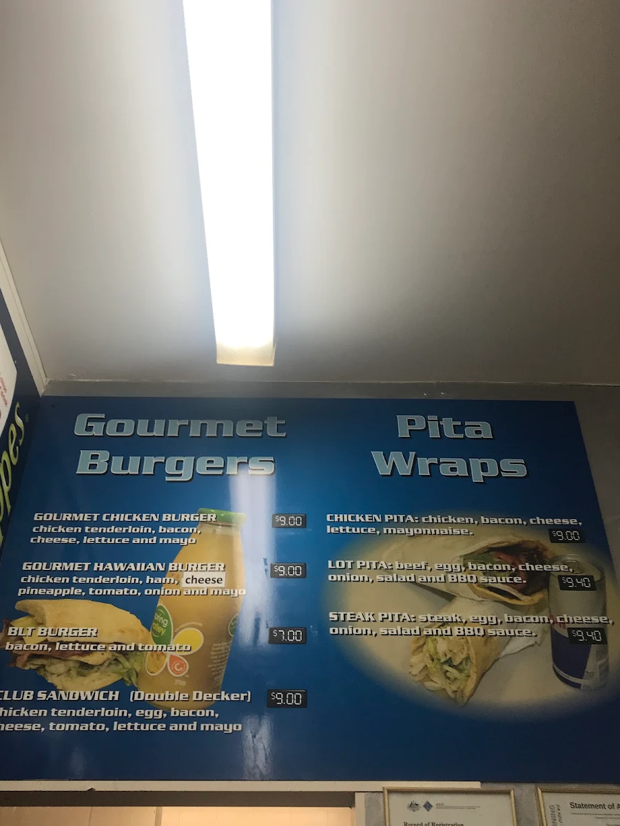 Menu, Palmerston Takeaway