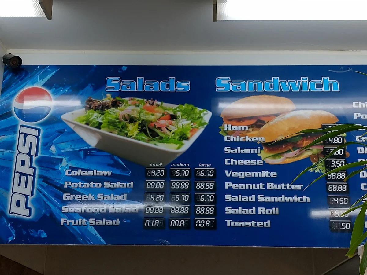 Menu, Palmerston Takeaway
