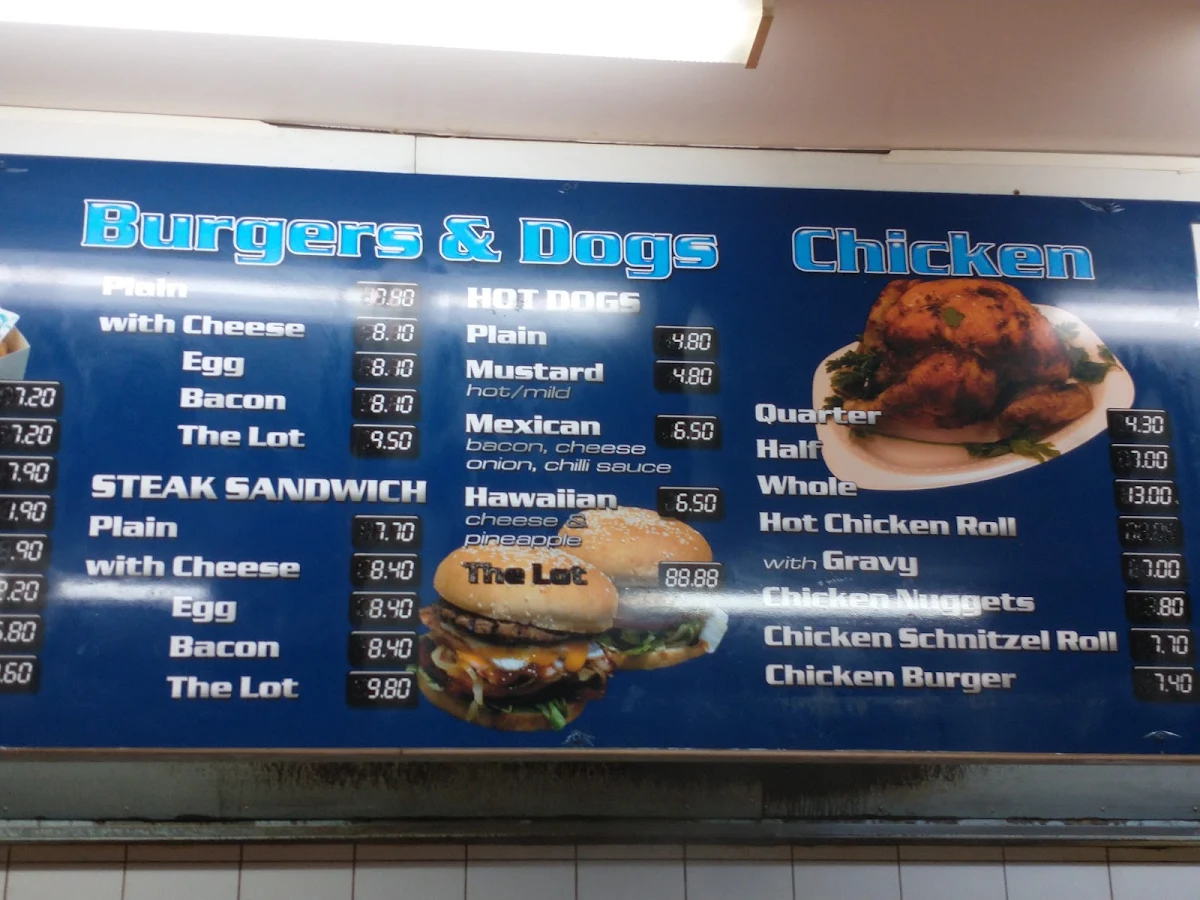 Menu, Palmerston Takeaway