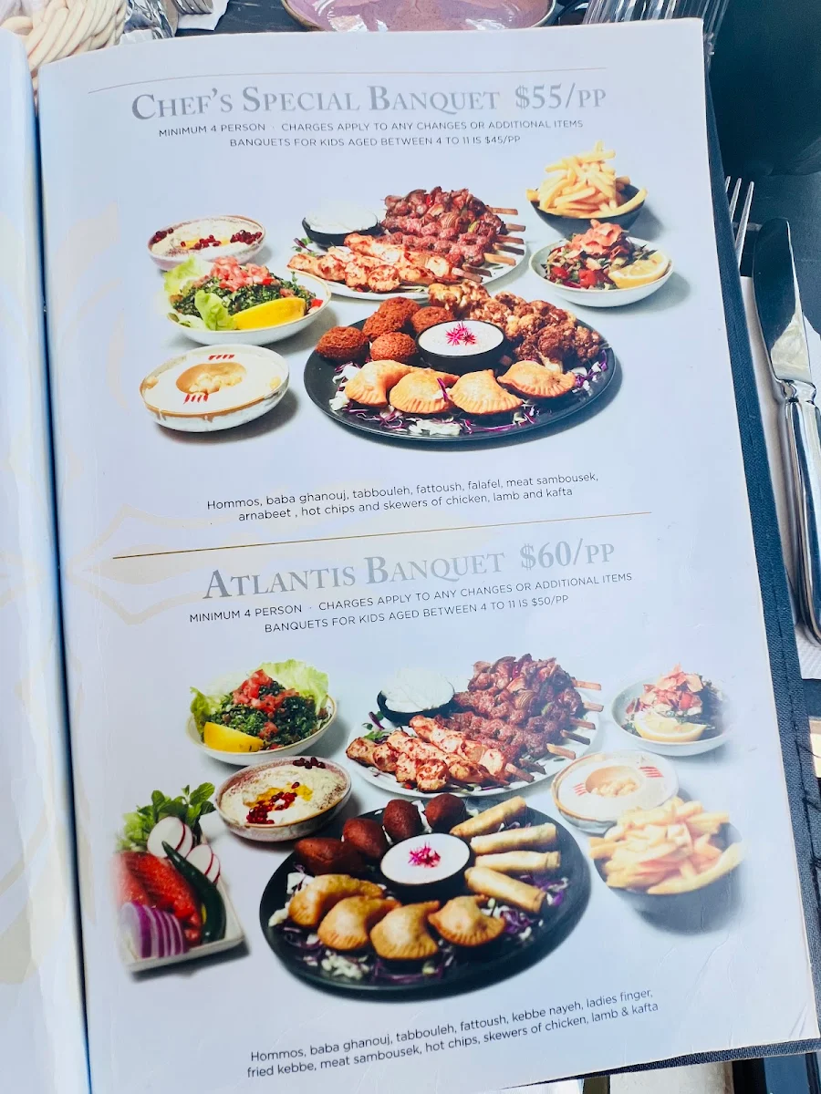 Menu, Atlantis On The Bay