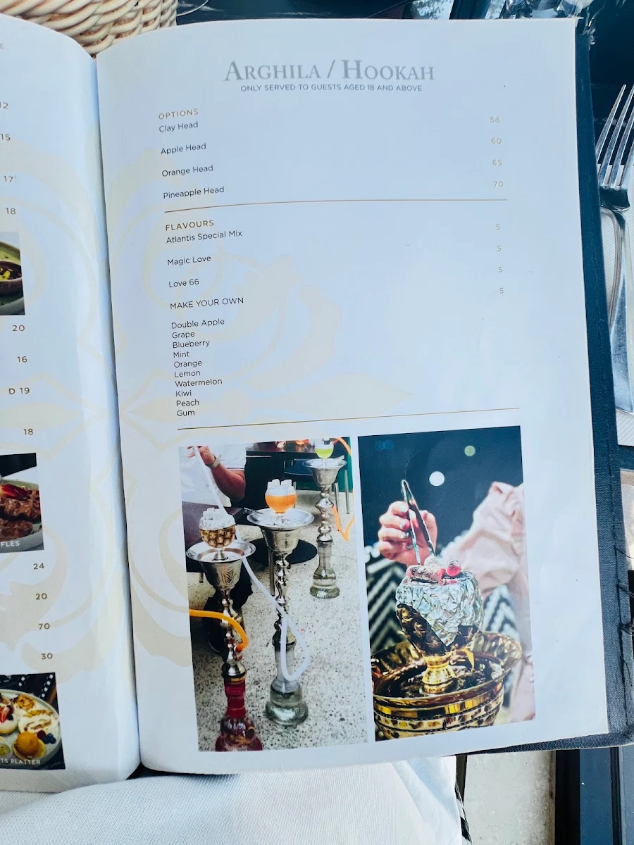 Menu, Atlantis On The Bay