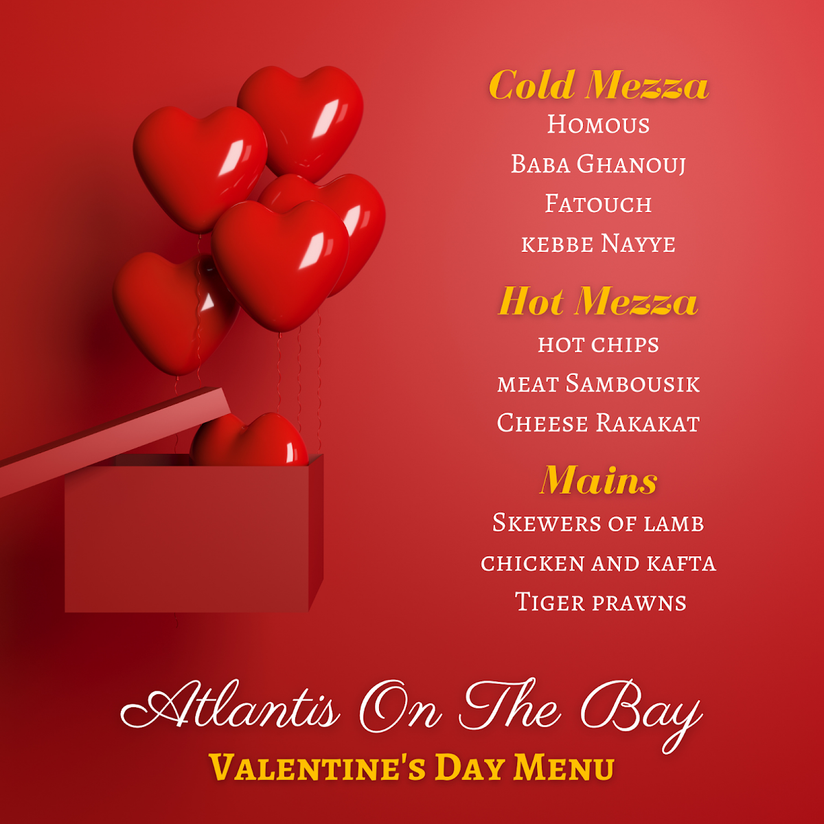 Menu, Atlantis On The Bay