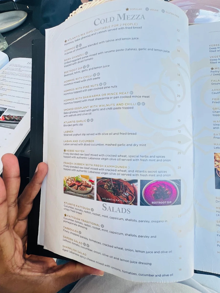 Menu, Atlantis On The Bay