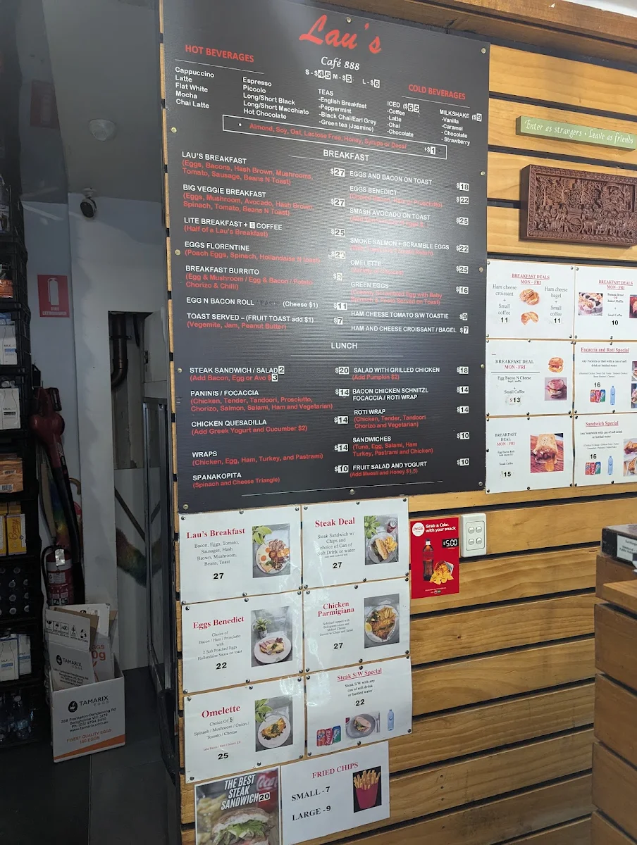 Menu, Lau’s Café 888