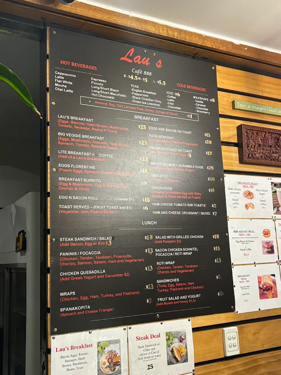 Menu, Lau’s Café 888