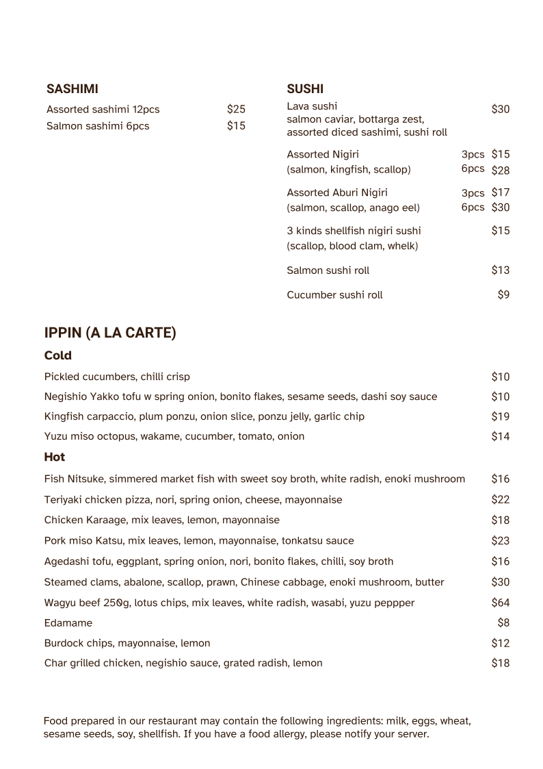 Menu, Attadale Kitchen