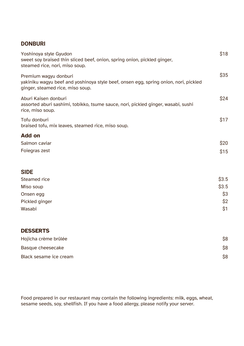 Menu, Attadale Kitchen
