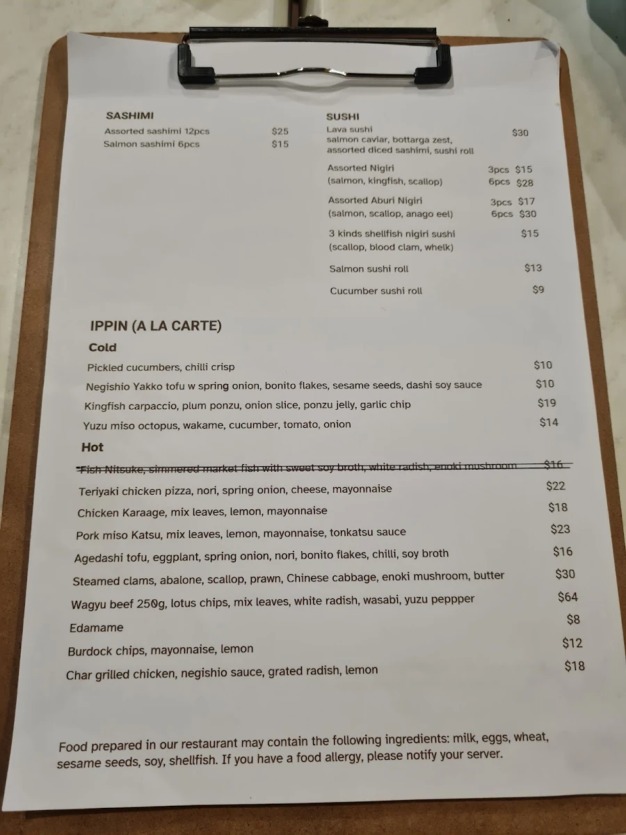 Menu, Attadale Kitchen