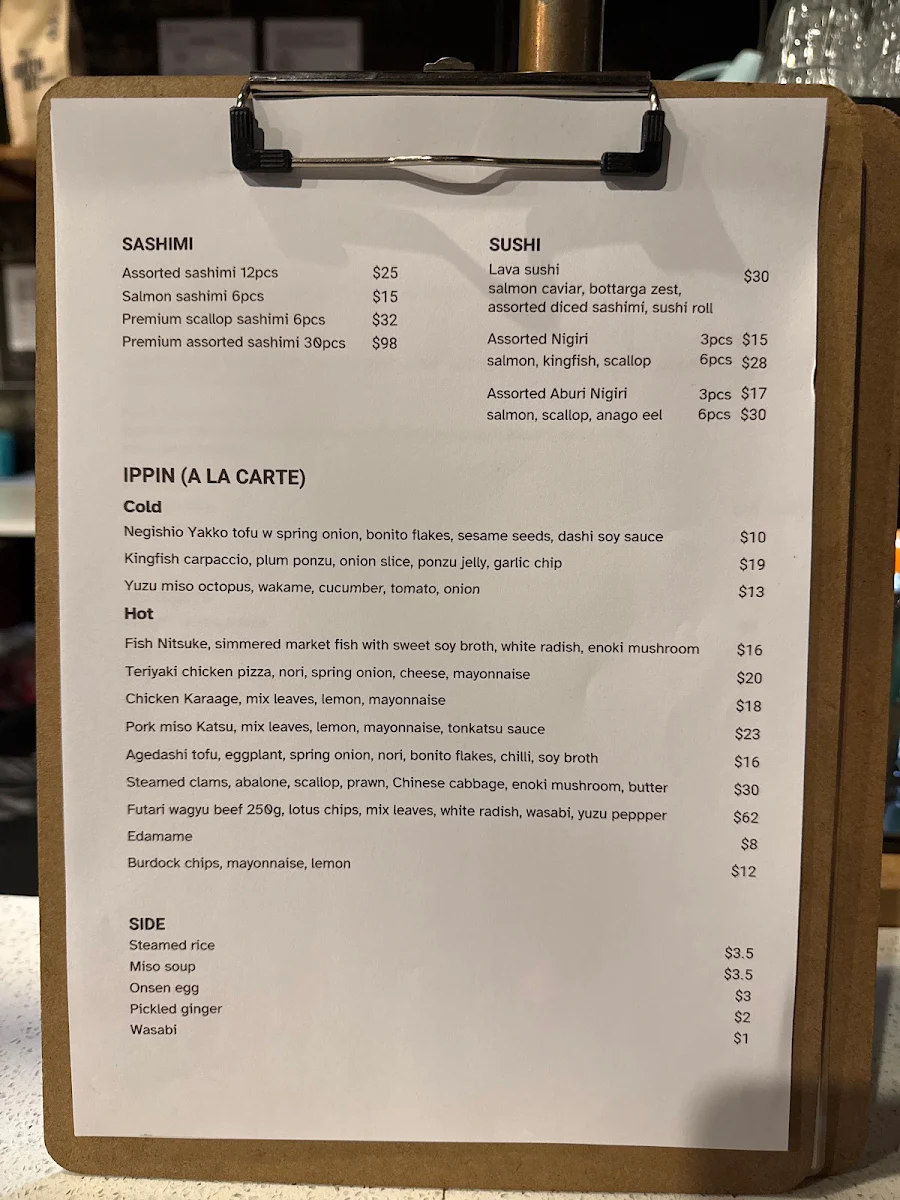 Menu, Attadale Kitchen
